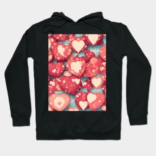 Red Heart Pattern Hoodie